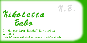 nikoletta babo business card